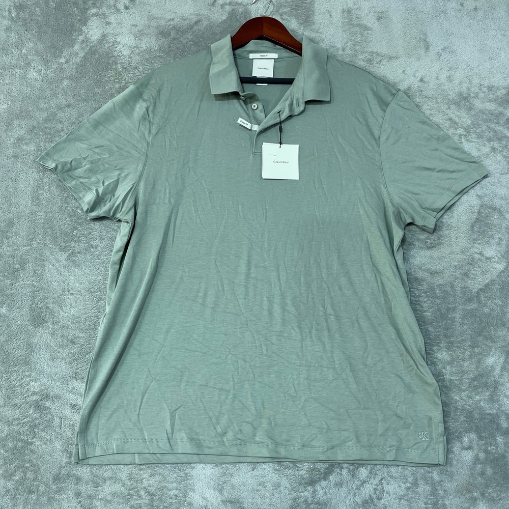 NWT Calvin Klein Classic Fit Polo Shirt Men's XL Green 100% Cotton